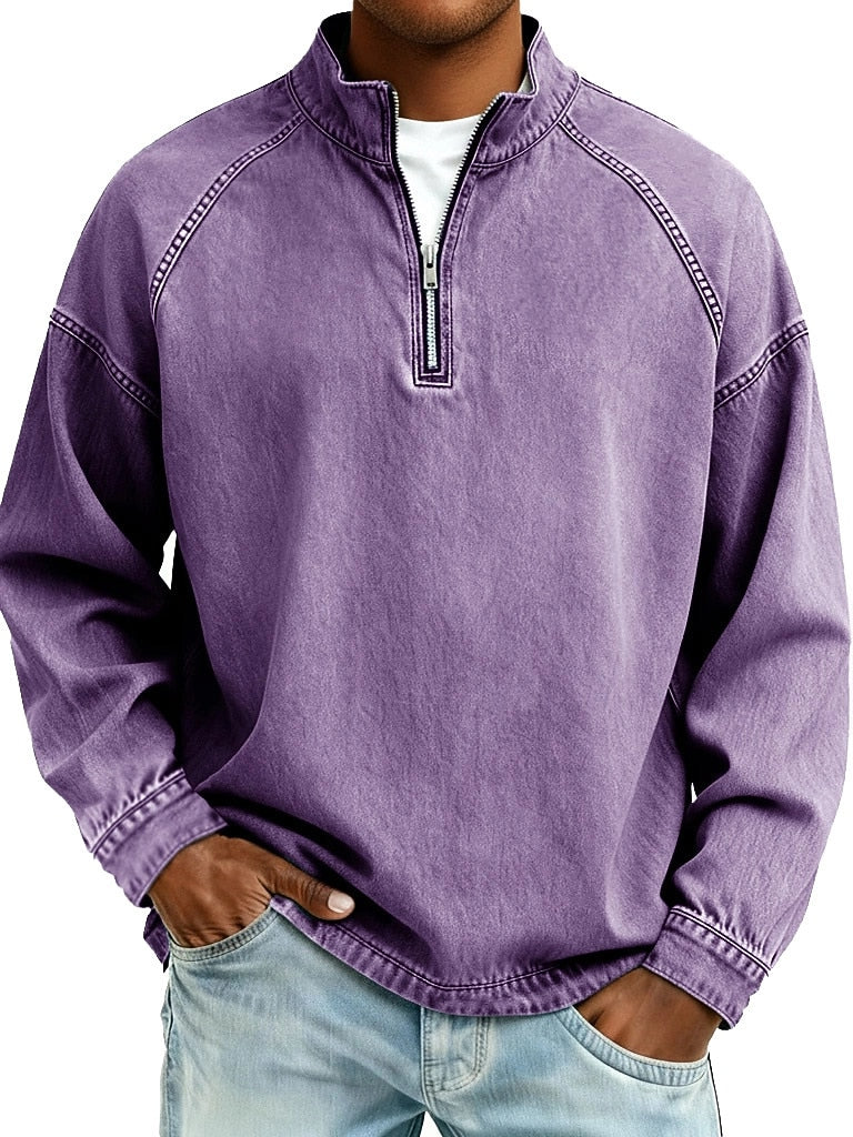 Vintage Zip Up 100% Cotton Henley Shirt