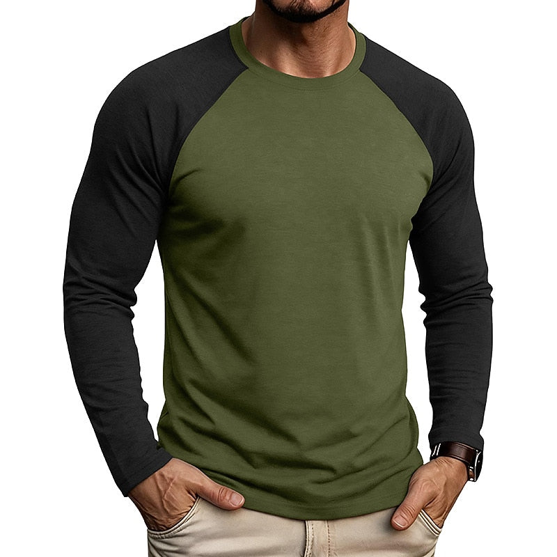 Casual Colorblock Long Sleeve T-shirts