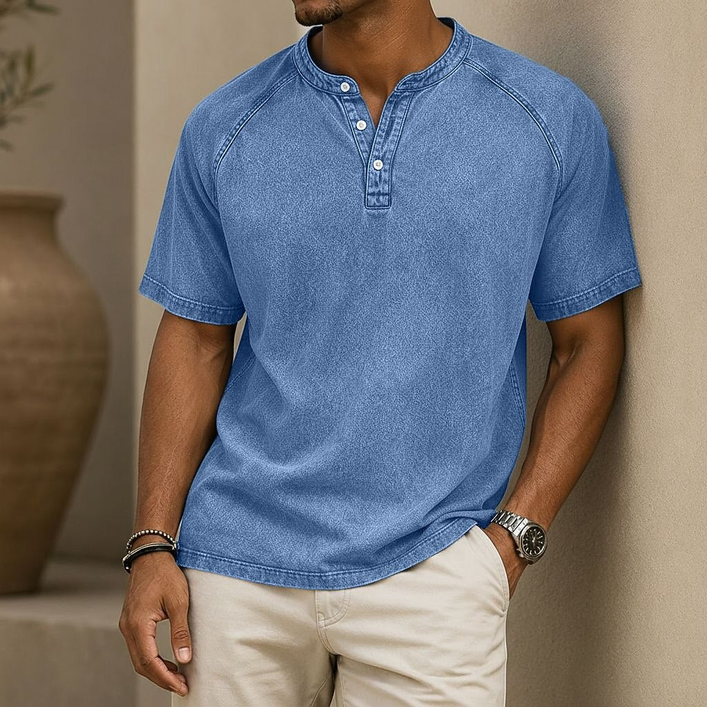 Soft Washed Cotton Henley Shirt