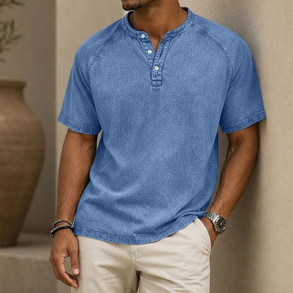 Soft Washed Cotton Henley Shirt
