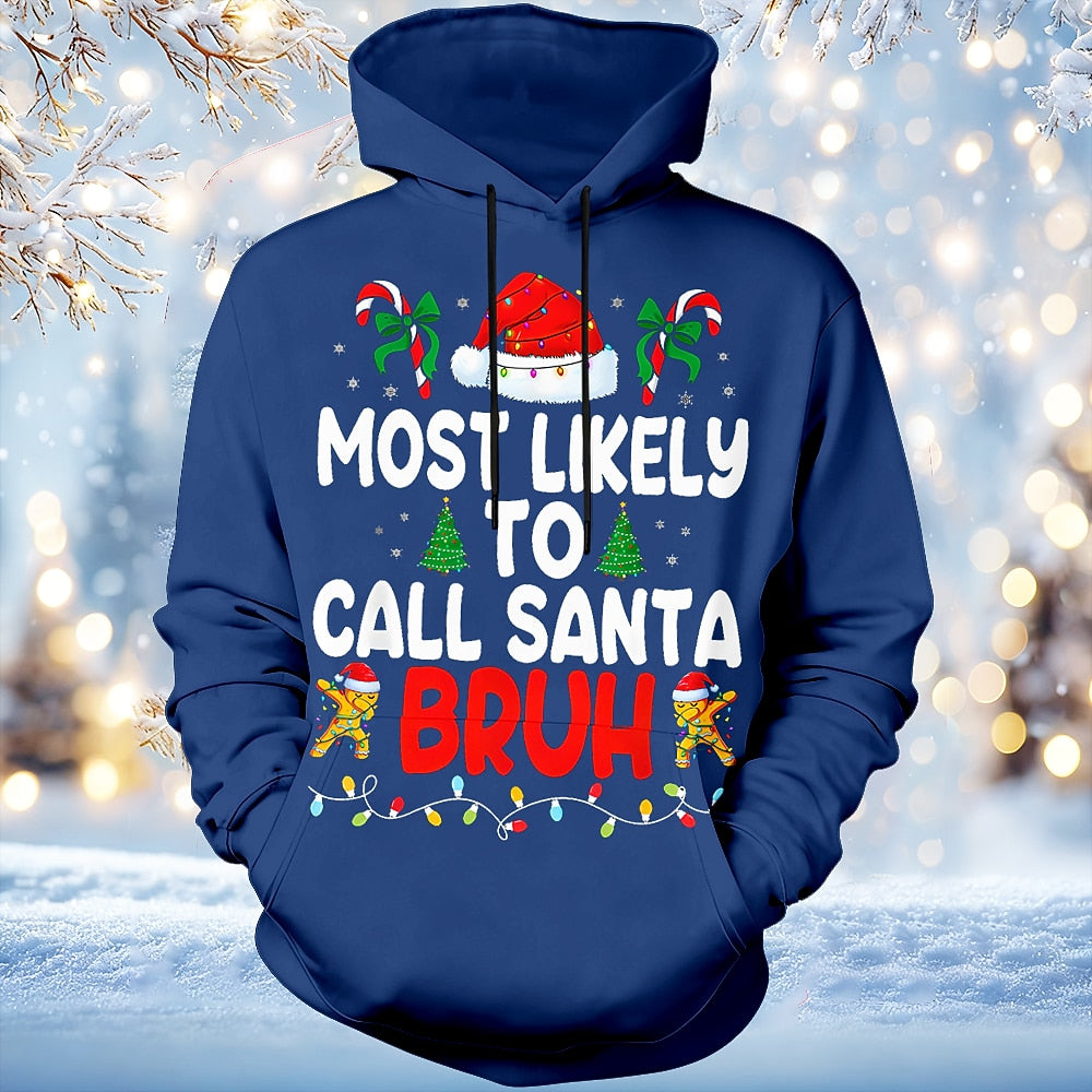Christmas Santa Festive Holiday Graphic Hoodie