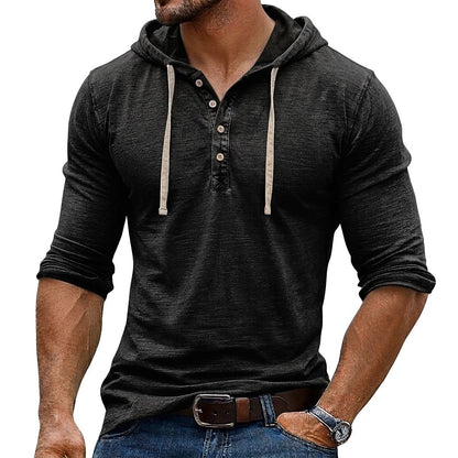 Breathable 100% Cotton Hooded Henley