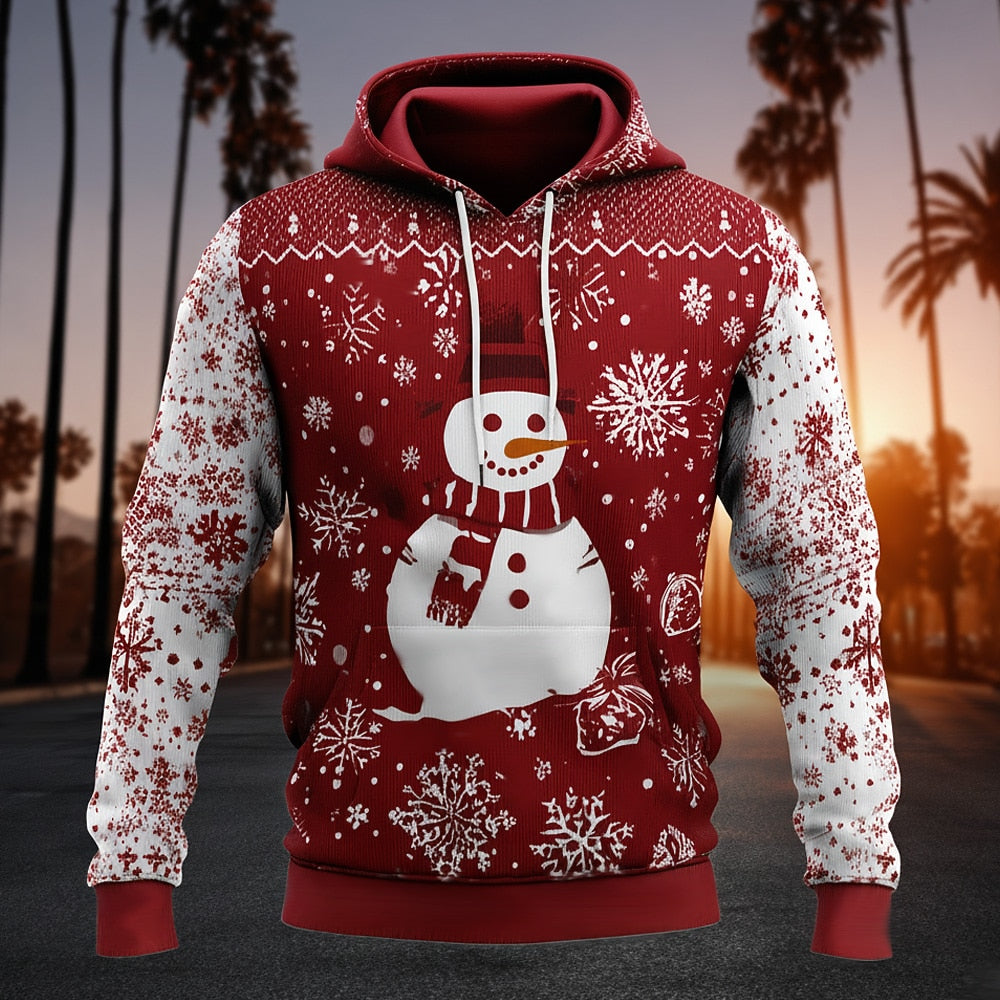 Santa Snowman Christmas Graphic Hoodie