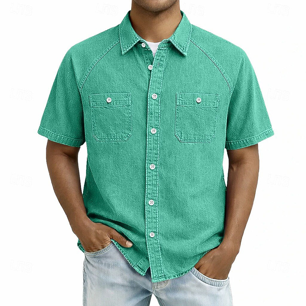 Men's Casual Shirt -100% Cotton Acid Wash