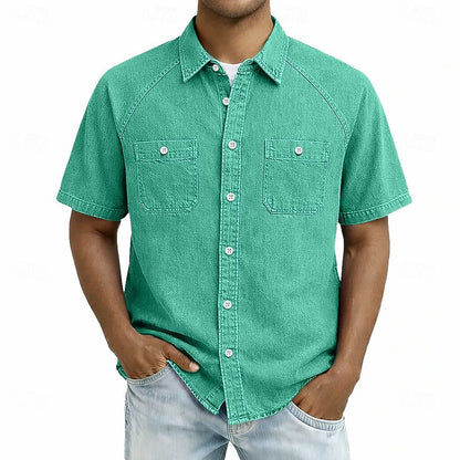 Men's Casual Shirt -100% Cotton Acid Wash