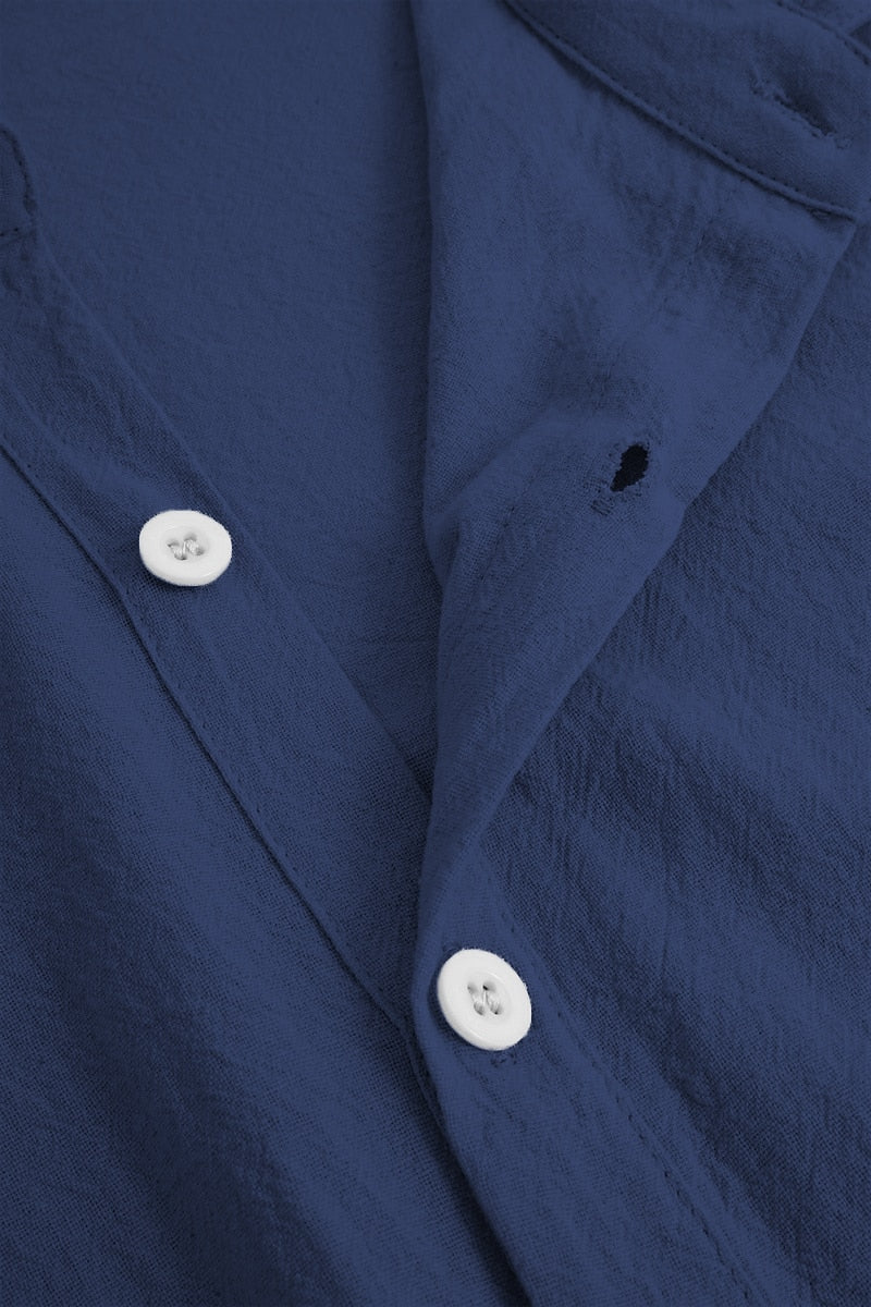 Men's Linen Summer Shirt - Casual Button-Up