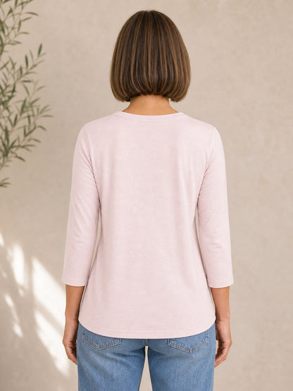 100% Cotton Solid 3/4 Length Sleeve Tee