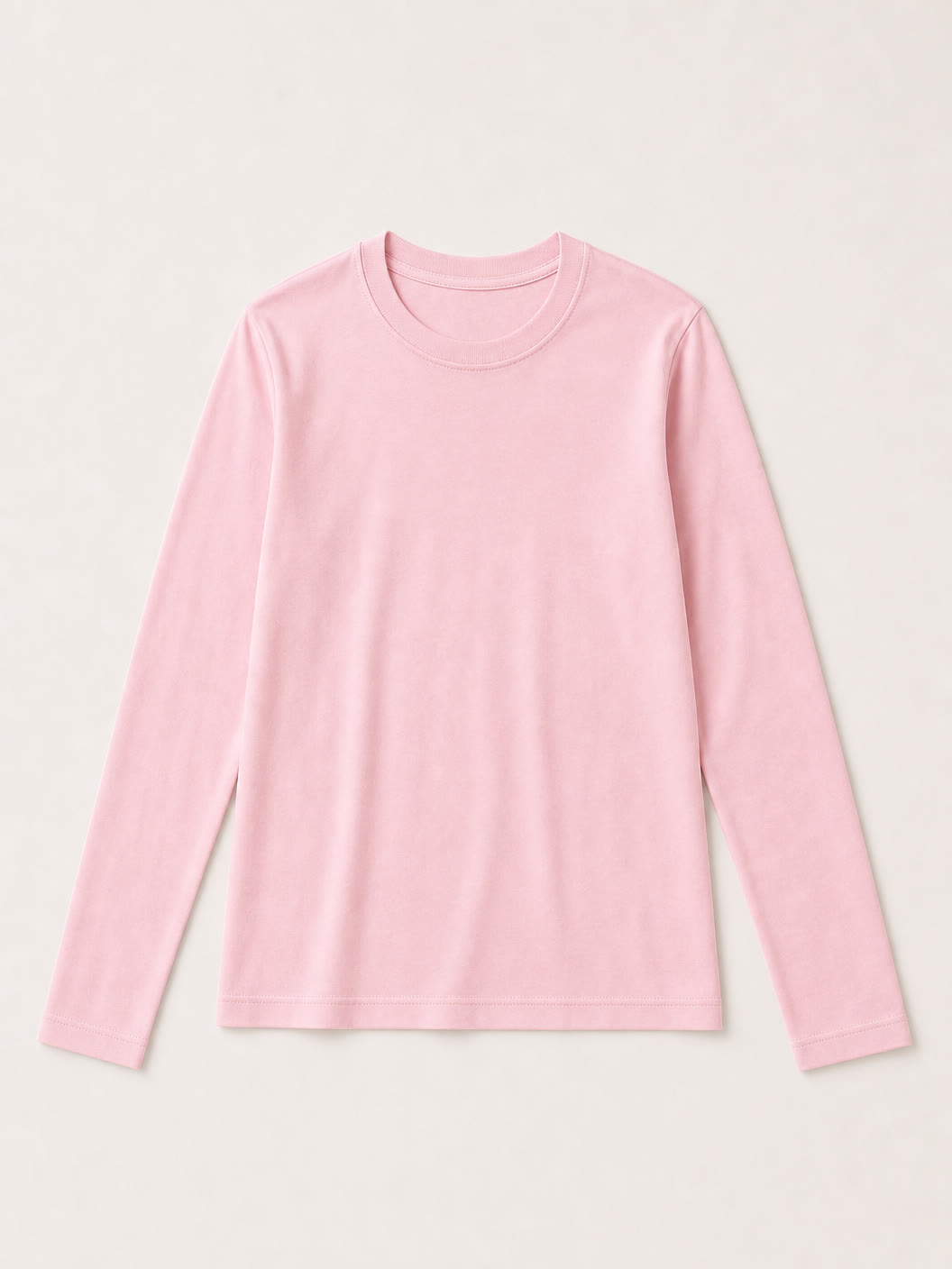 LoomBasics light pink 100% cotton crew neck long sleeve tee