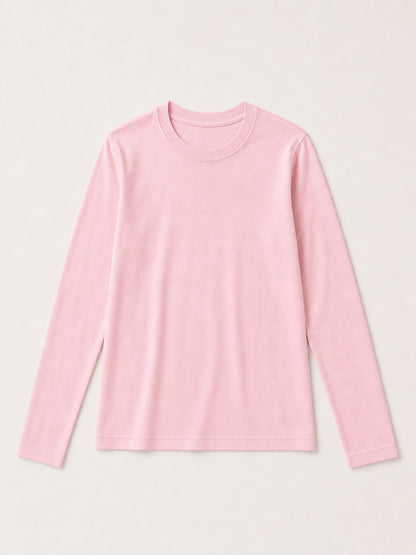 LoomBasics light pink 100% cotton crew neck long sleeve tee