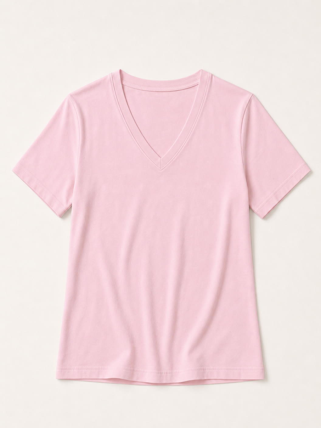 LoomBasics light pink 100% cotton V-neck short sleeve t-shirt for women