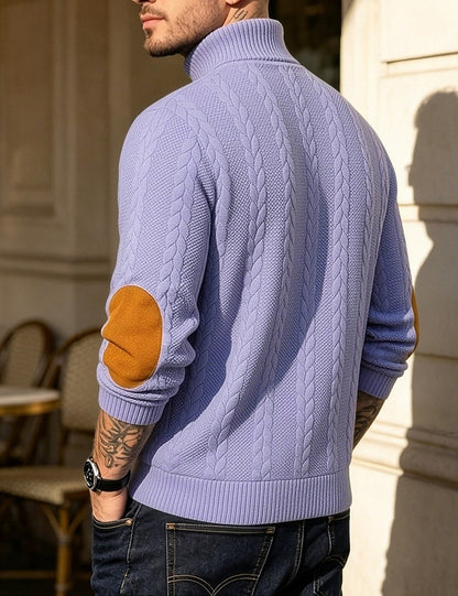 Jacquard Button Up Textured Sweatshirt