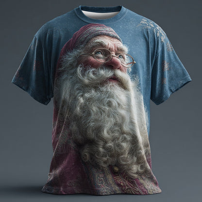 Blue Santa Christmas Holiday Tee