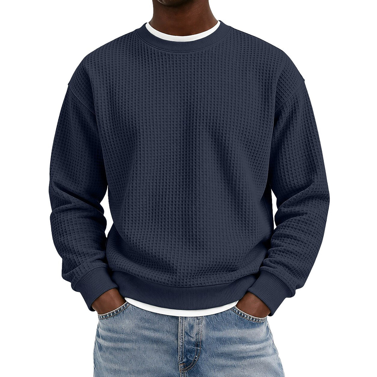 Classic Crewneck Waffle Sweatshirt Pullover