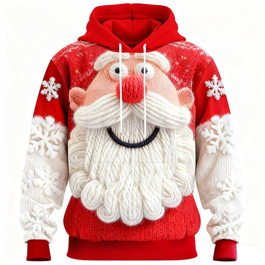 Red Santa Christmas Cartoon Pullover Hoodie