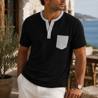 Men's Colorblock Waffle Henley T-Shirt
