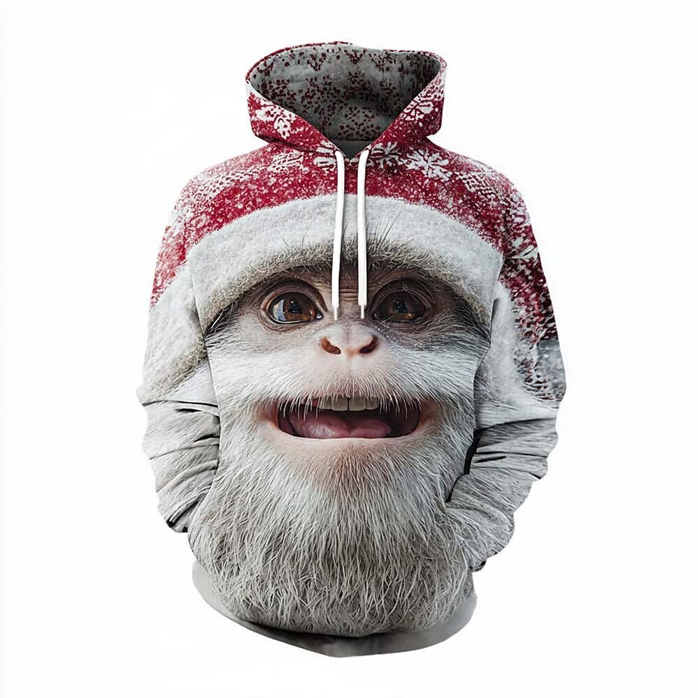 Christmas Santa Monkey Holiday Pullover Hoodie