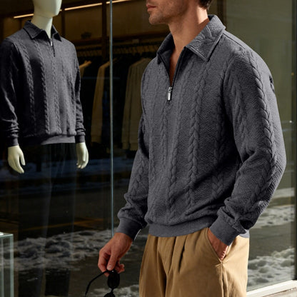 Men's Jacquard Soft Zipped Polo