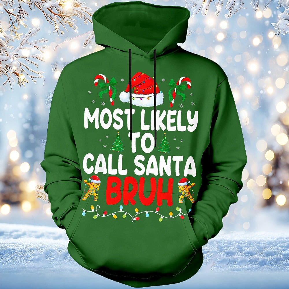 Christmas Santa Festive Holiday Graphic Hoodie