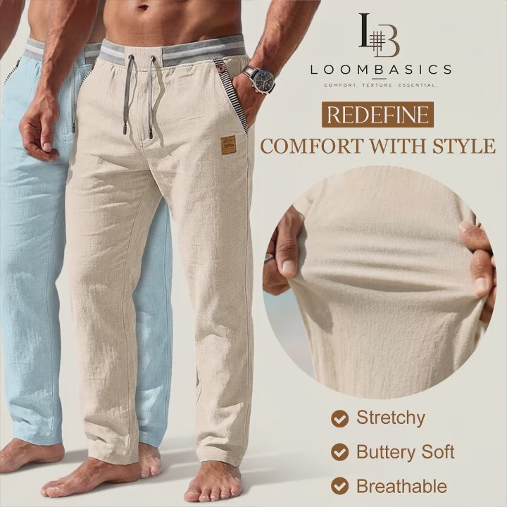 Men's Holiday Linen Pants - Summer Baggy Pants, Breathable