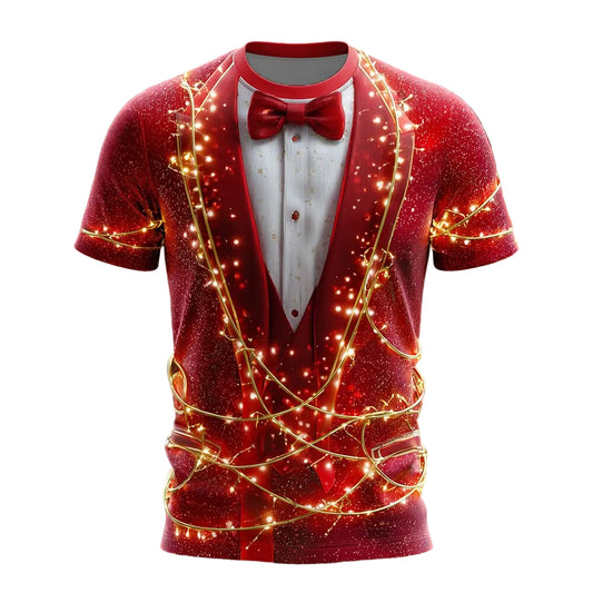 Men's Christmas Red Tuxedo Costume Tee