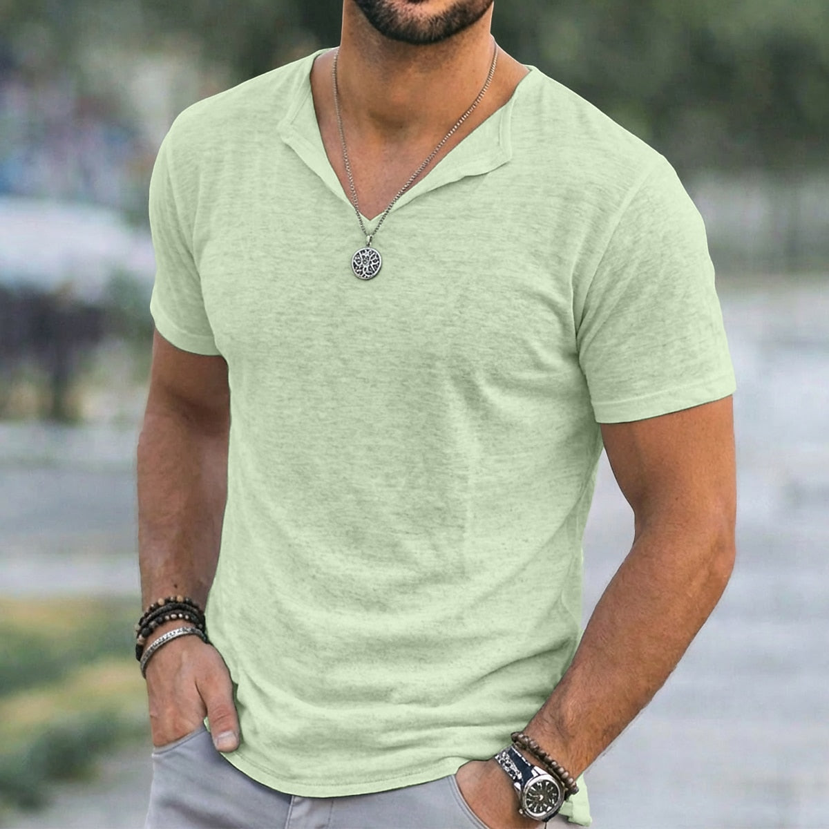 Summer Linen V-neck Tee