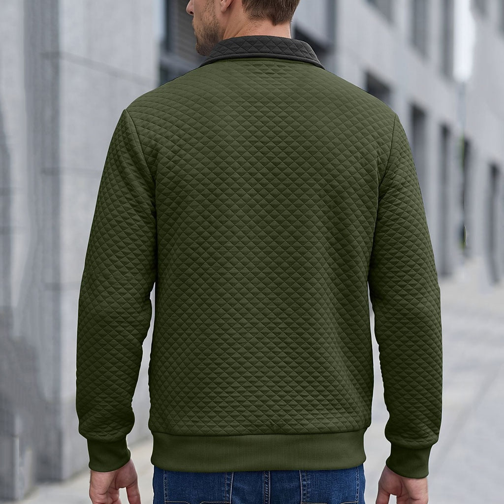 Colorblock Waffle Quarter-Zip Sweatshirt