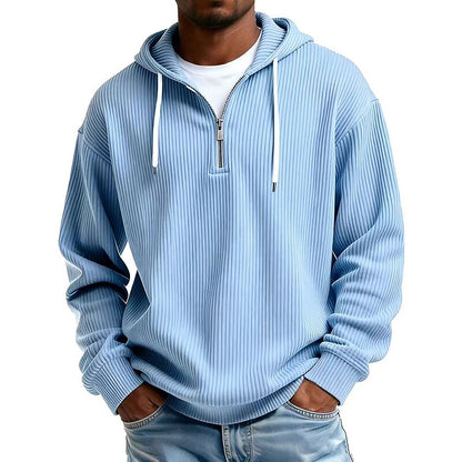 Textured Corduroy Quarter Zip Hoodie