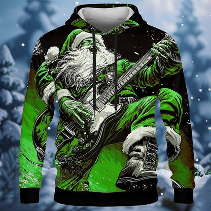 Santa Guitar Christmas Holiday Graphic Hoodie