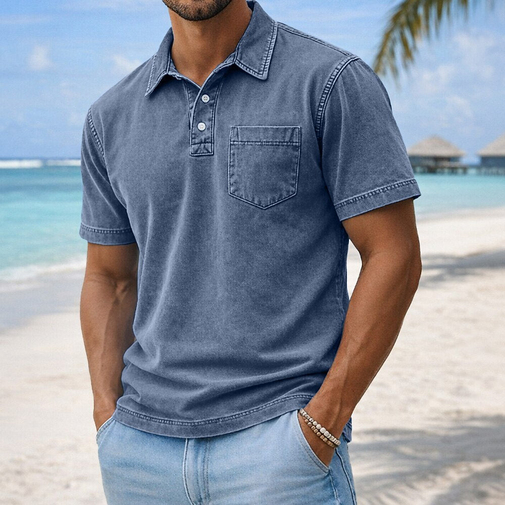 Washed 100% Cotton Vintage Polo Shirt