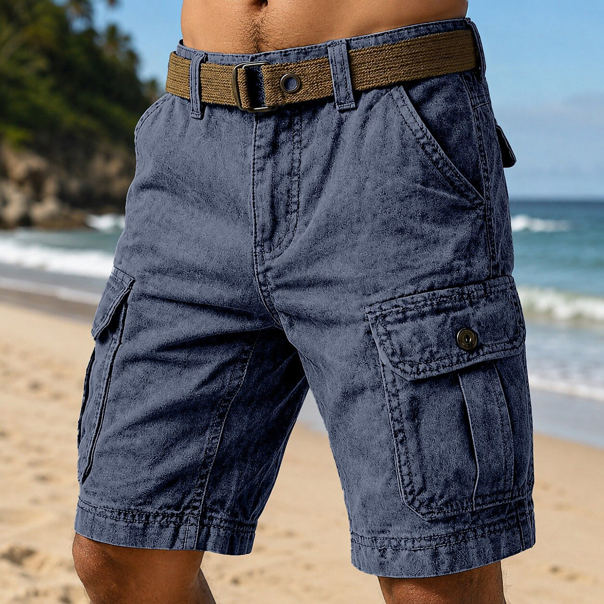 Broken-in Cotton Pocketed Cargo Shorts