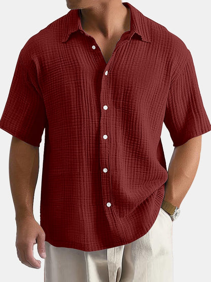 100% Cotton Textured Shirt - Short Sleeve Summer Essential