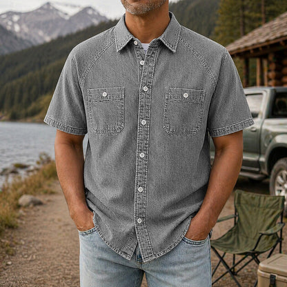 Vintage Feel Washed Cotton Work Shirt