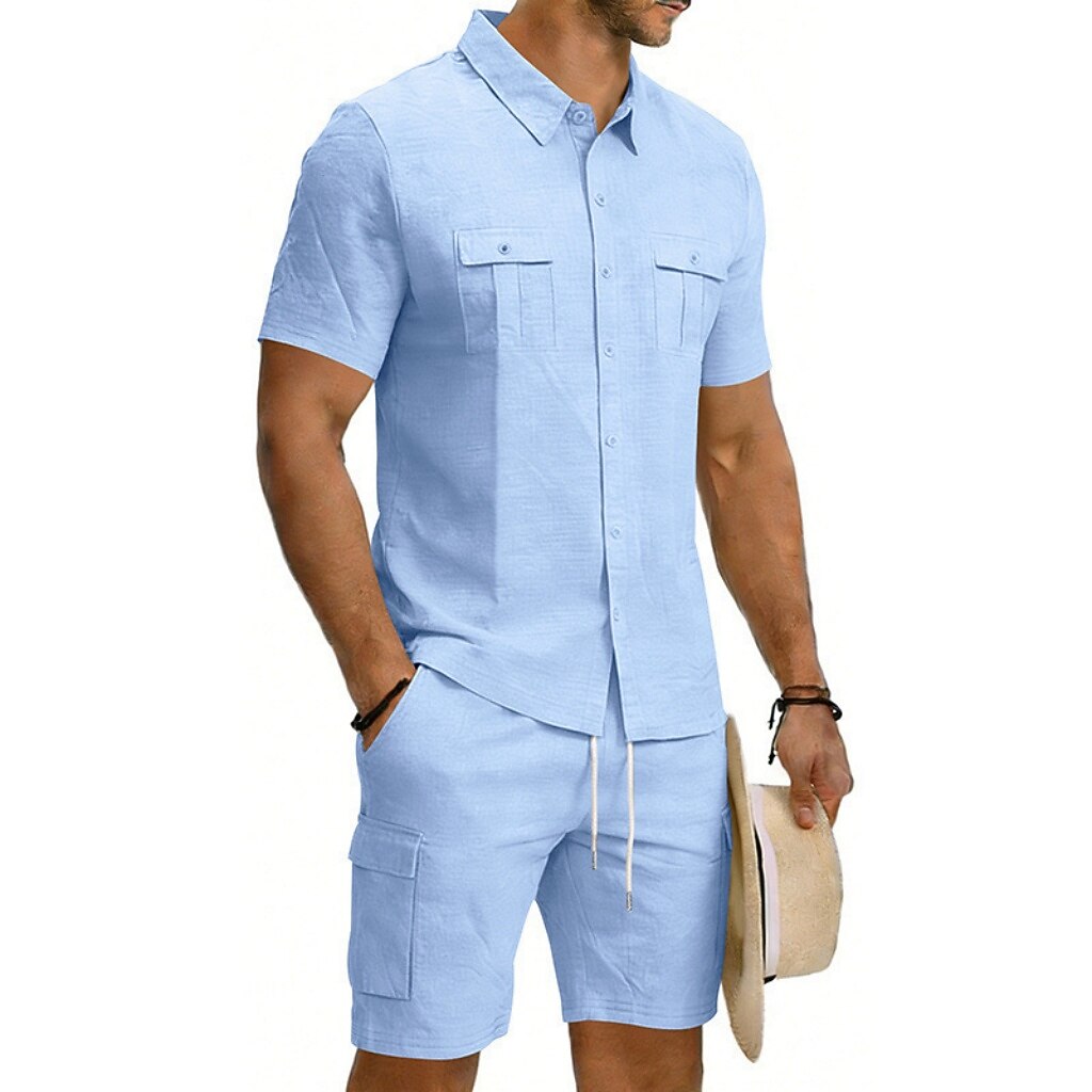 Cotton Linen Shirt & Shorts Set
