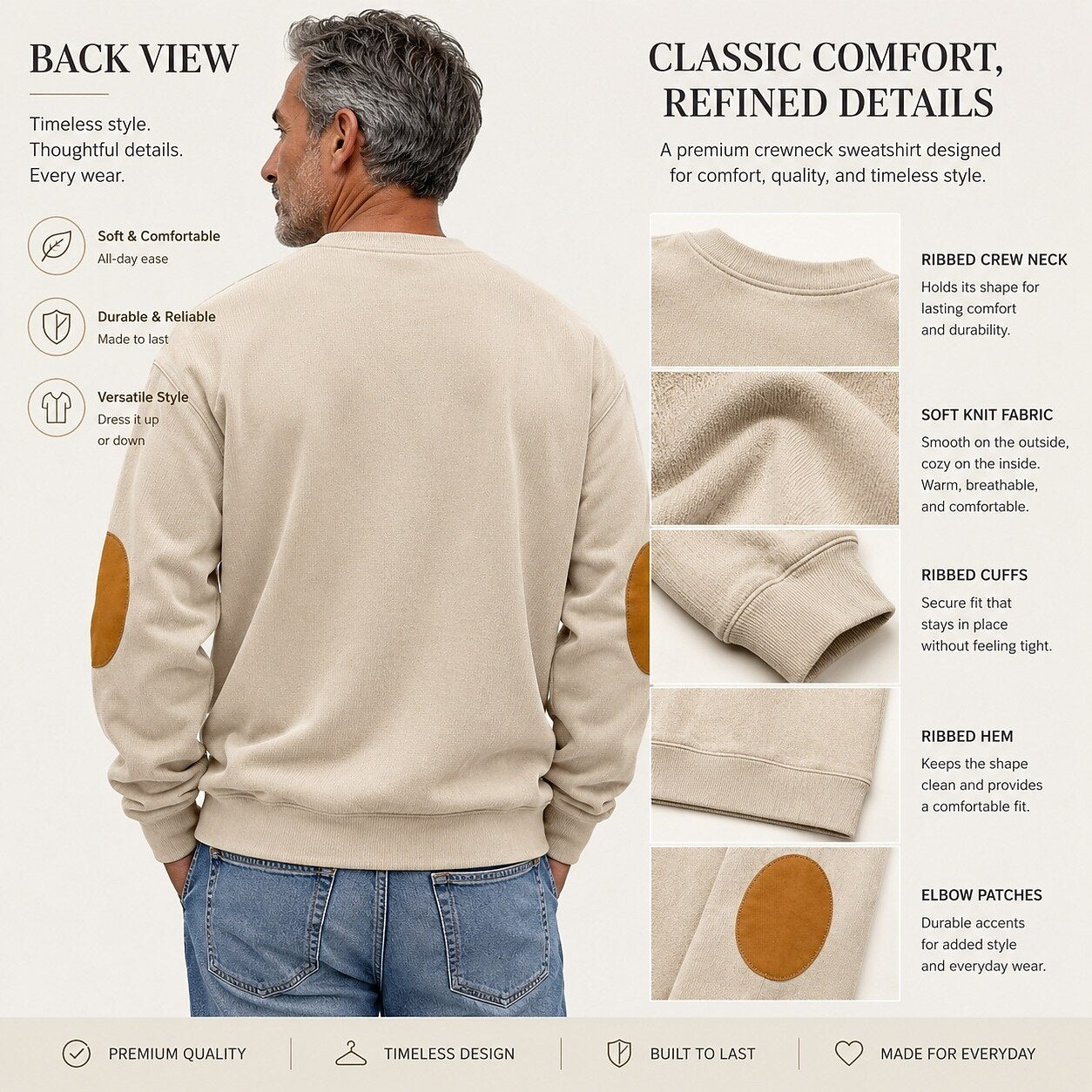 Patchwork Corduroy Crew Neck Sweatshirt