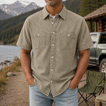 Vintage Feel Washed Cotton Work Shirt