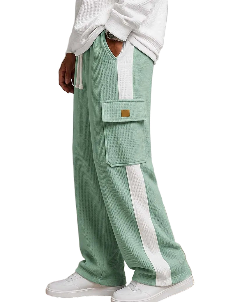 Relaxed Colorblock Waffle Pants