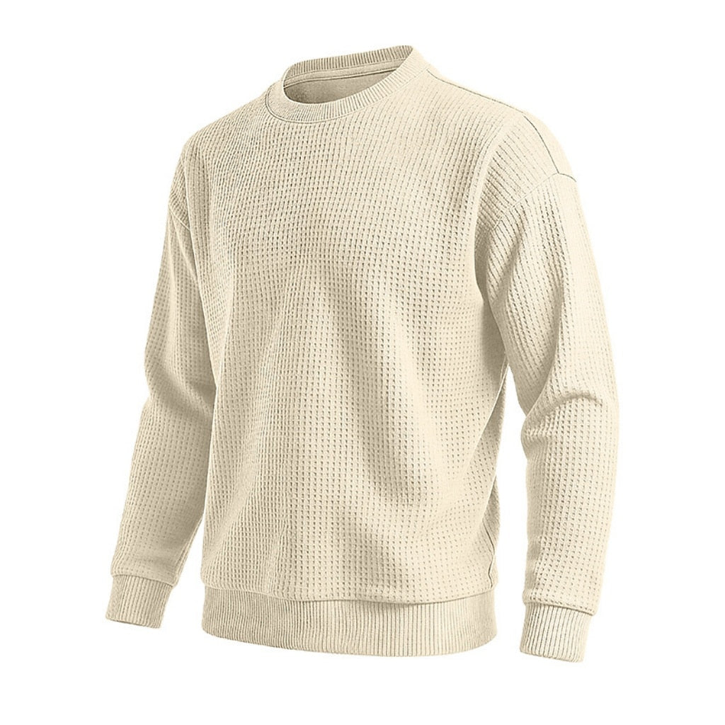 Classic Waffle Knit Crew Neck Sweatshirt