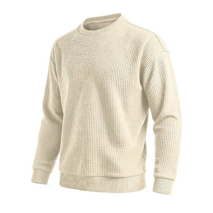 Classic Waffle Knit Crew Neck Sweatshirt