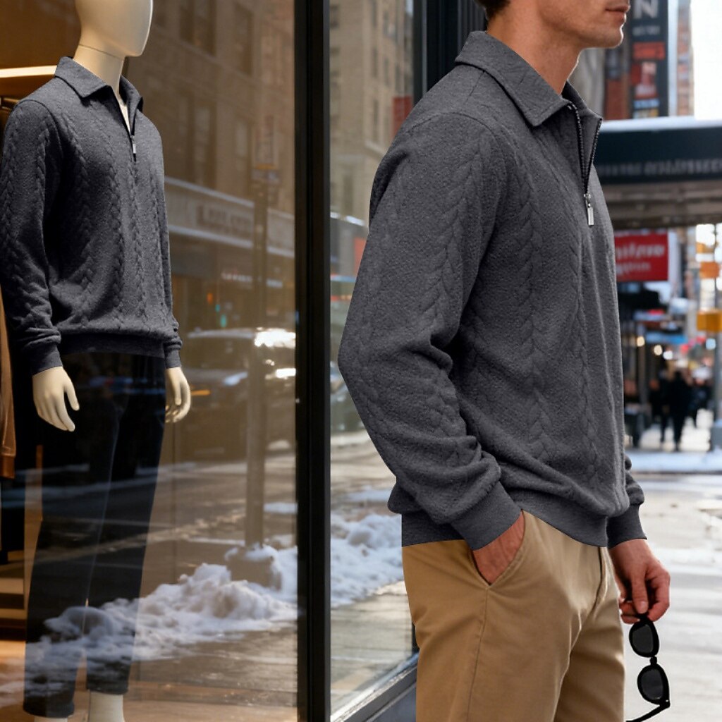 Men's Jacquard Soft Zipped Polo