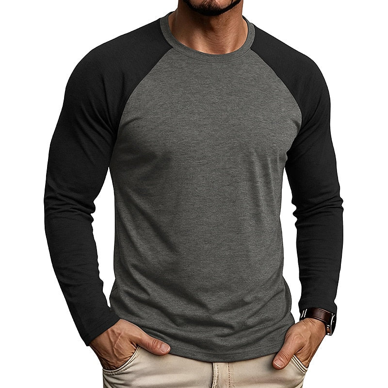 Casual Colorblock Long Sleeve T-shirts
