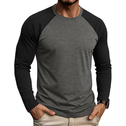 Casual Colorblock Long Sleeve T-shirts