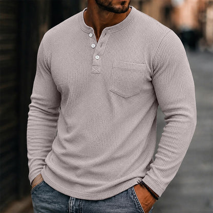 Soft Waffle Textured Button Henley