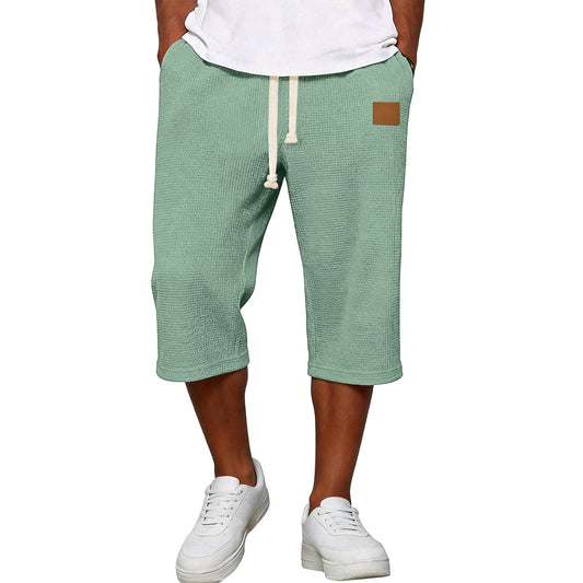 Pocketed Elastic Waist Waffle Shorts