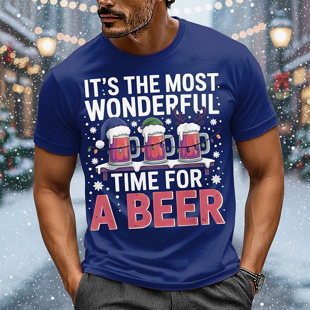 Christmas Wonderful Beer Time Graphic Tee