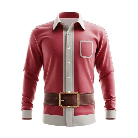 Christmas Santa Costume Holiday Button Shirt
