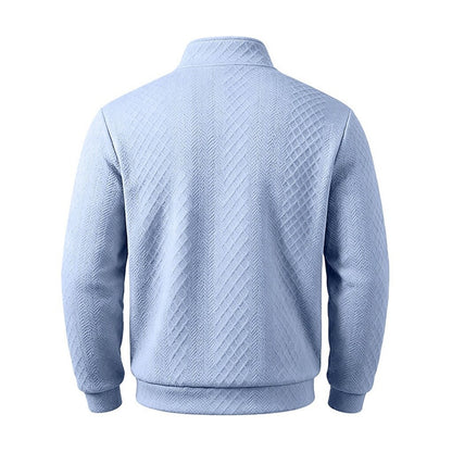 Textured Jacquard Stand Collar Sweatshirt