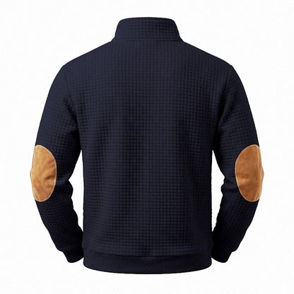 Textured Waffle Quarter Zip Pocket Sweatshirt