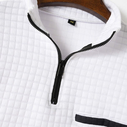 Quarter Zip Textured Waffle Polo