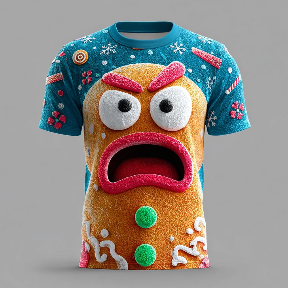 Christmas Gingerbread Festive Graphic T Shirt