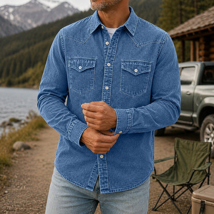 Washed Denim Cotton Casual Shirt